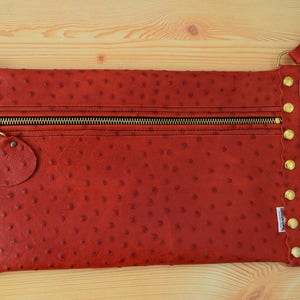 Leather clutch,red leather purse,leather purse bag,ostrich leather clutch,red handbag,leather clutches,red leather bag,leather clutch red image 3