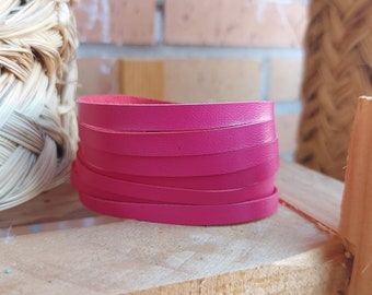 Pink bracelet,leather bracelet,leather cuff,pink cuff,hot pink cuff,pink leather cuff,wide cuff,wide leather cuff,multistrap cuff