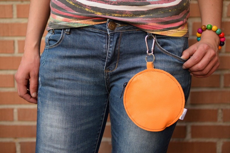 Belt bag,waist bag,leather fanny pack,turquoise purse,belt purse,circle purse,blue leather bag,leather purse bag,hook coin purse,hook purse
