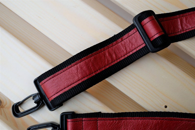 Red strap,leather straps,leather replacement,crossbody straps,replacement strap,leather purse strap,nylon strap,red leather strap image 3