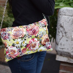 Leather bag,leather clutch, leather purse,flowers clutch,printed clutch,printed leather,patent leather clutch,yellow leather clutch image 5