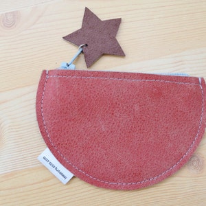 Monedero de cuero,monedero de piel,monedero rojo,monedero cremallera,monedero estrellas,cartera de piel,monedero pequeño,cartera de mujer image 3