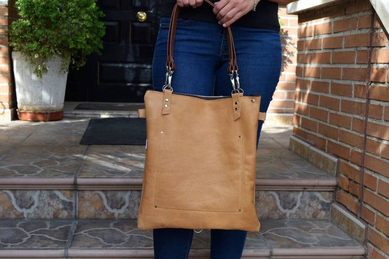 Convertible backpack,convertible purse,convertible tote,leather backpack,leather tote bag,leather purse,brown leather purse,snake tote bag image 5