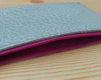 Smartphone case, leather case, zippered case, Nexus 5 case, grey case, leather nexus case, mobile case, mobile leather case, grey leather