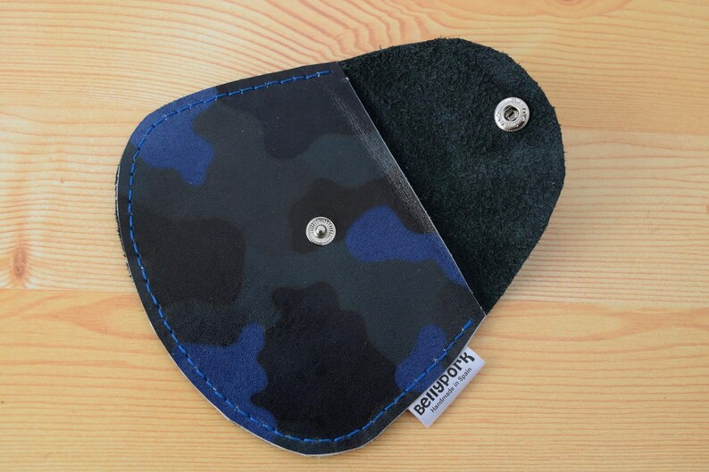 Leather coin purse,leather change purse,change purse leather,camo leather,camo coin purse,blue coin purse,mens coin purse,minimalist purse image 4