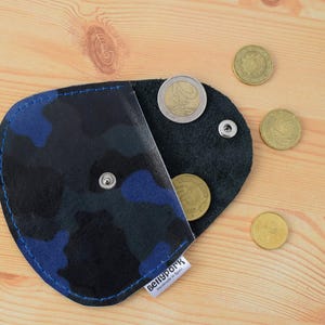 Leather coin purse,leather change purse,change purse leather,camo leather,camo coin purse,blue coin purse,mens coin purse,minimalist purse image 5