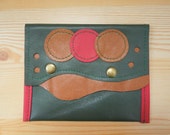 Leather coin purse, coin pouch, green leather purse, coin purse green, leather wallet, circles purse, leather green pouch, green leather