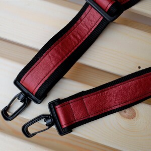 Red strap,leather straps,leather replacement,crossbody straps,replacement strap,leather purse strap,nylon strap,red leather strap image 4