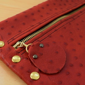 Leather clutch,red leather purse,leather purse bag,ostrich leather clutch,red handbag,leather clutches,red leather bag,leather clutch red image 1