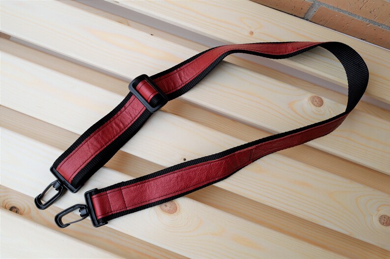 Red strap,leather straps,leather replacement,crossbody straps,replacement strap,leather purse strap,nylon strap,red leather strap image 2