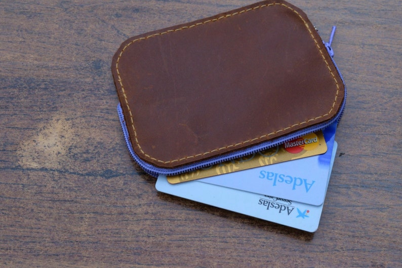 Leather coin purse small purse card holder small coin purse leather wallet,brown purse zippered wallet card purse zippered coin purse