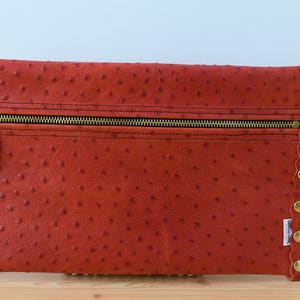 Leather clutch,red leather purse,leather purse bag,ostrich leather clutch,red handbag,leather clutches,red leather bag,leather clutch red image 4