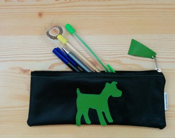 Leather pencil case,leather pencilcase,leather pouch,dog pencil case,black pencil case,leather case,leather coin purse,dog leather,dog pouch