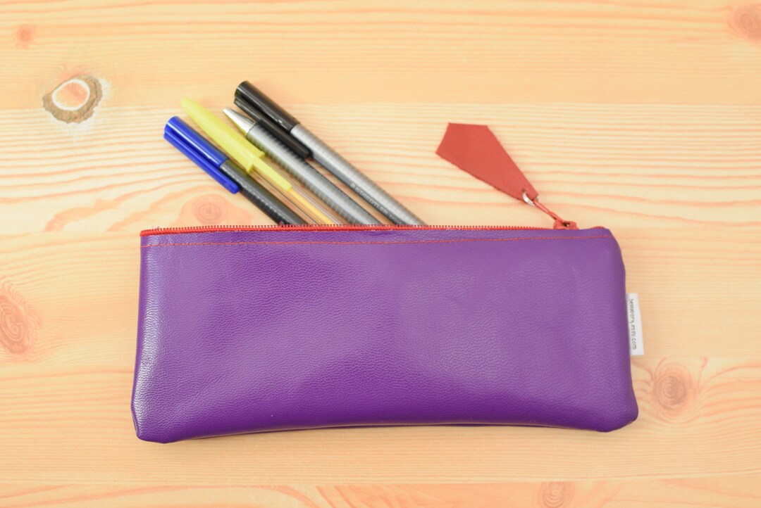 Leather Pencil Case,leather Pencilcase,leather Pouch,purple Leather