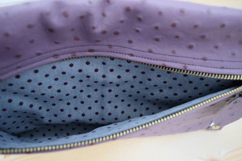 Leather clutch,purple leather purse,leather purse bag,ostrich leather clutch,purple handbag,leather clutches,violet leather bag,leather bag image 7