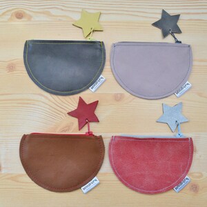 Monedero de cuero,monedero de piel,monedero rojo,monedero cremallera,monedero estrellas,cartera de piel,monedero pequeño,cartera de mujer image 5