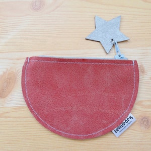 Monedero de cuero,monedero de piel,monedero rojo,monedero cremallera,monedero estrellas,cartera de piel,monedero pequeño,cartera de mujer image 2