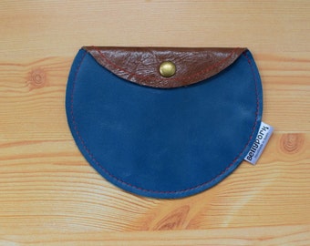 Leather coin purse, brown coin purse, blue leather purse, blue coin purse, brown leather pouch, leather card holder, leather brown purse