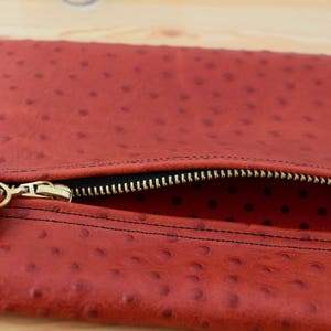 Leather clutch,red leather purse,leather purse bag,ostrich leather clutch,red handbag,leather clutches,red leather bag,leather clutch red image 5