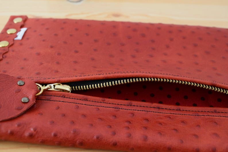 Leather clutch,red leather purse,leather purse bag,ostrich leather clutch,red handbag,leather clutches,red leather bag,leather clutch red image 5