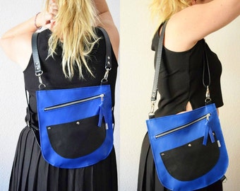 Leather backpack,leather bag,convertible purse,blue leather purse,blue backpack,cobalt blue,leather purse,blue bag,backpack leather