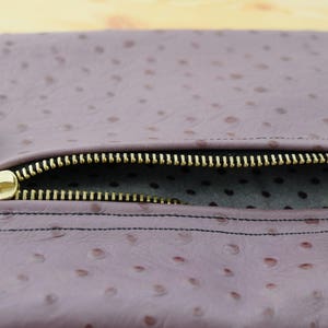 Leather clutch,purple leather purse,leather purse bag,ostrich leather clutch,purple handbag,leather clutches,violet leather bag,leather bag image 4