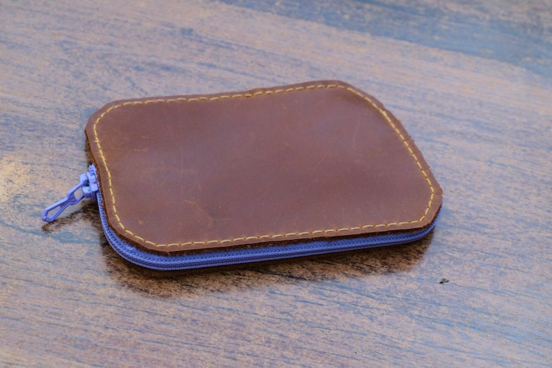 Leather coin purse small purse card holder small coin purse leather wallet,brown purse zippered wallet card purse zippered coin purse