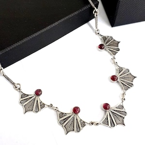 Sterling Silver Filigree Necklace, Studded With Gems Of Your Choice, Women Jewelry, Silversmith Handmade - ID1251