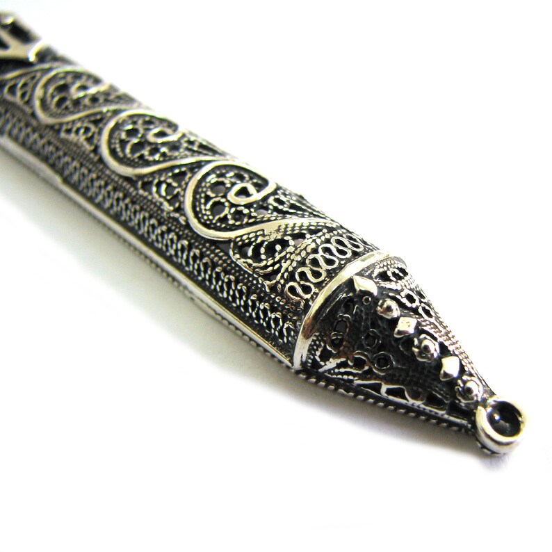 Sterling Silver Mezuzah Case Filigree Door Mezuzah Judaica Etsy