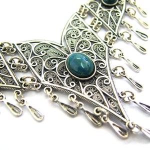 Filigree Sterling Silver Necklace, Yemenite Design, Choose Your Gemstone, Onyx, Amethyst, Azurite, Women Jewelry, Bohemian Necklace - ID1266
