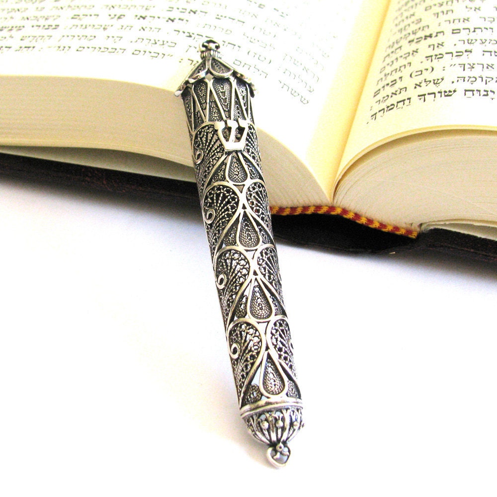 Mezuzah Case 925 Sterling Silver Filigree 4 X 0.4 Door Etsy