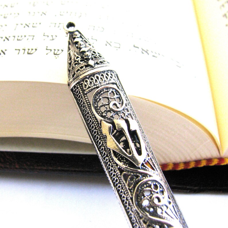 Sterling Silver Mezuzah Case Filigree Door Mezuzah Judaica Etsy