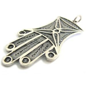 Sterling Silver Hamsa Pendant, Hand of Fatima, Evil Eye Pendant, Unisex Jewelry, Silversmith Handmade Hamsa Necklace - ID181