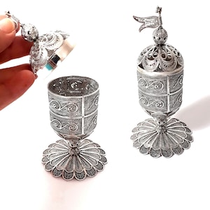 Havdalah Besamim Holder, Sterling Silver 925 Filigree Besamim, Judaica Art, Jewish Gift, Shabbat Customs - ID616