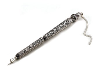 Exclusive Sterling Silver Yad Torah Pointer, Unique Silversmith Filigree Design, Bar & Bat Mitzvah Gift, Judaica - ID872