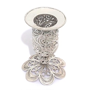 Sterling Silver Filigree Havdalah Candle Holder, Shabbat Customs, Judaica, Also Come As a Set With Besamim, Artisan Jewish Gift - ID652