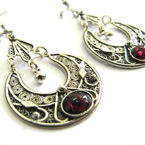 Unique Filigree Earrings Made From High-Quality 925 Sterling Silver, Inlaid With Gemstones Of Your Choice, Dangle Round Earrings - ID1017