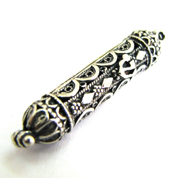 Sterling Silver Mezuzah Pendant, Silversmith Jewelry, Unisex Judaica Pendant, Mezuzah charm Necklace, Judaica - ID191