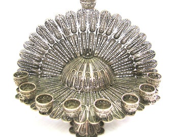 Sterling Silver Hanukkah Menorah, Filigree Yemenite Menorah - ID906