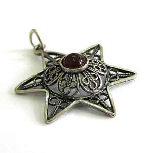 Star Pendant, 925 Sterling Silver, Filigree, Star Of David, Women Jewelry, Choose Your Gemstone, Onyx, Garnet, Amethyst, Azurite - ID2018