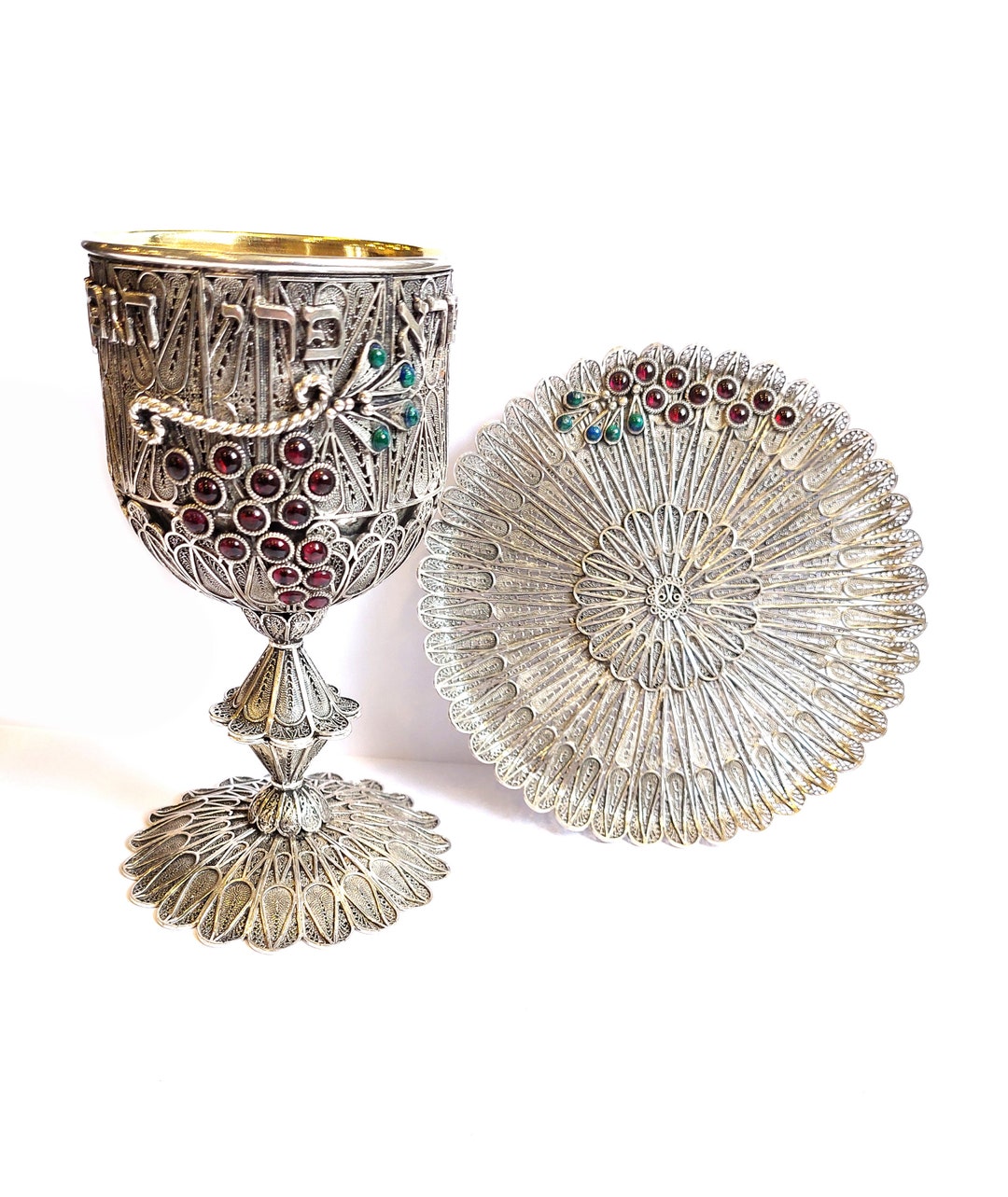 Chalice, Sterling Silver Filigree Kiddush Cup Decorated With and