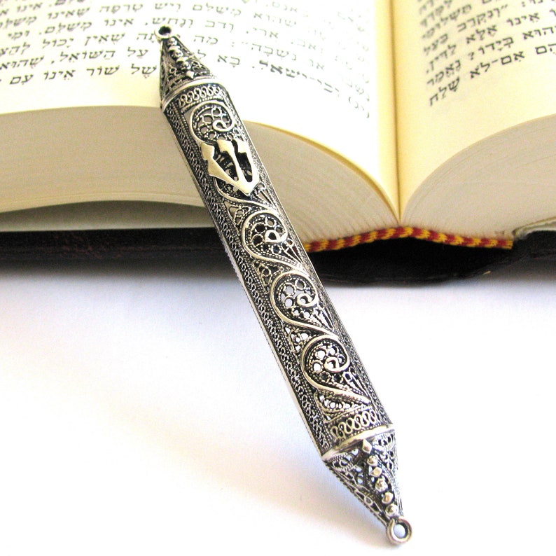 Sterling Silver Mezuzah Case Filigree Door Mezuzah Judaica Etsy