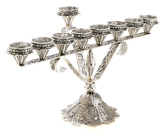 Sterling Silver Hanukkah Menorah, Chanukah Gift - ID912