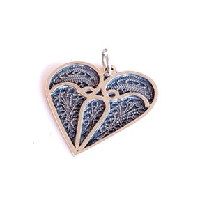 Heart Pendant, Sterling Silver Filigree Pendant For Women, Heart Necklace, Silversmith Handmade Jewelry - ID2008