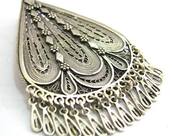 Sterling Silver Brooch, Filigree Handmade Brooch Pin For Women - ID121