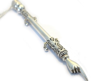 Torah Pointer Made Of Sterling Silver, Exclusive Bar & Bat Mitzvah Gift, Filigree Yad Torah, Artisan Crafted Judaica, Book Pointer - ID1882