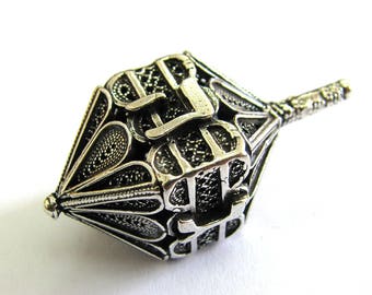 Dreidel, Hanukkah Game, 925 Sterling Silver, Handmade Gift, Filigree, Handmade, Judaica, Jewish, Hanukkah Dreidel, Silver Dreidel - ID932