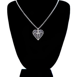 Heart Pendant Necklace, Sterling Silver Filigree Pendant For Women, Heart Necklace, Silversmith Handmade Jewelry - ID2008
