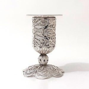 Filigree Havdalah Candle Holder Made Of Sterling Silver 925, Shabbat Customs,  Judaica, Also Come As a Set With Besamim - ID652
