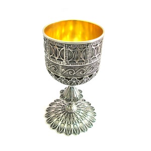 Chalice Cup, Made Of Sterling silver, Filigree Wine Goblet, Kiddush Cup, Silversmith Handmade, The Inner Cup Is Coated With 24K Gold ID1751